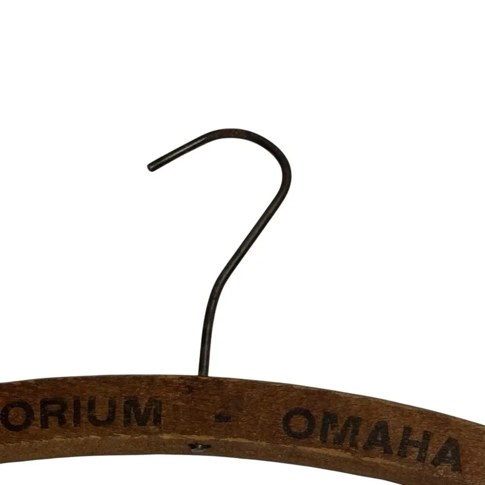 1900’s Pantorium Dry Cleaning Dyeing Omaha Wooden Rustic Clothes Hanger Advert